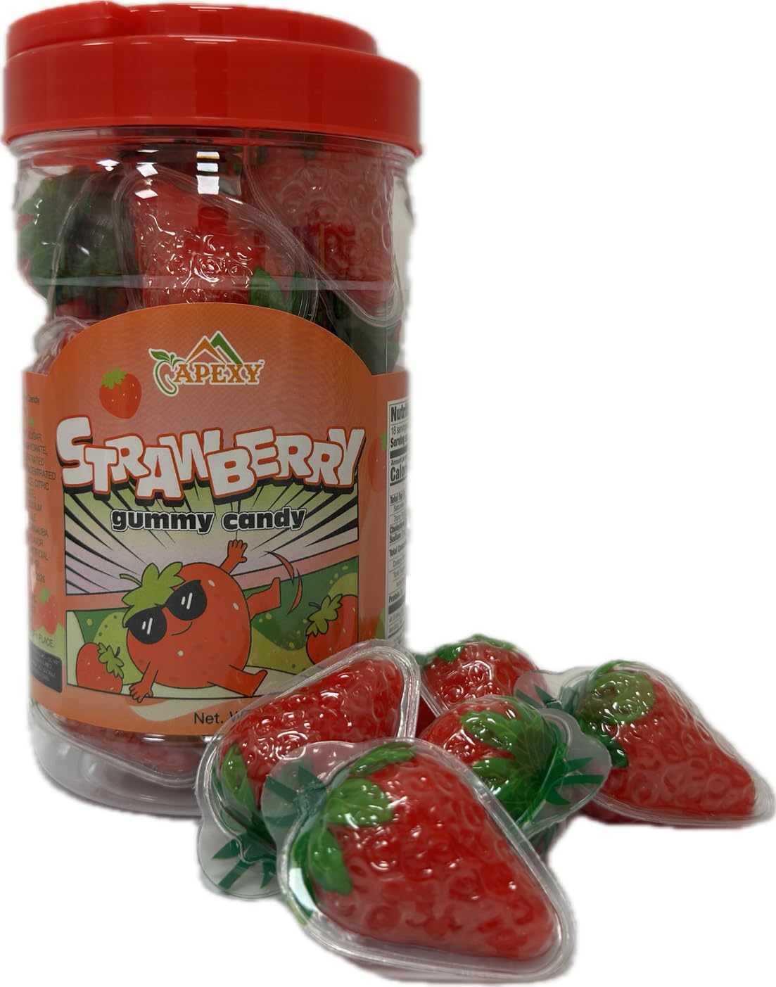Apexy Strawberry Gummies - with Fruity Liquid Center Eyeball Candy for Halloween, Birthday, Trick Or Treat, Party Candy - Jelly Filled Gummies, Fat