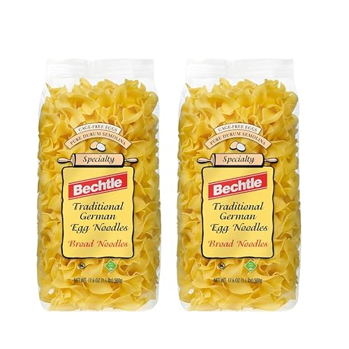 Bechtle Traditional German Egg Noodles - Broad Pasta Made with Cage-Free Eggs & Durum Wheat Semolina. Wide Stroganoff or Casserole Noodles, Imported