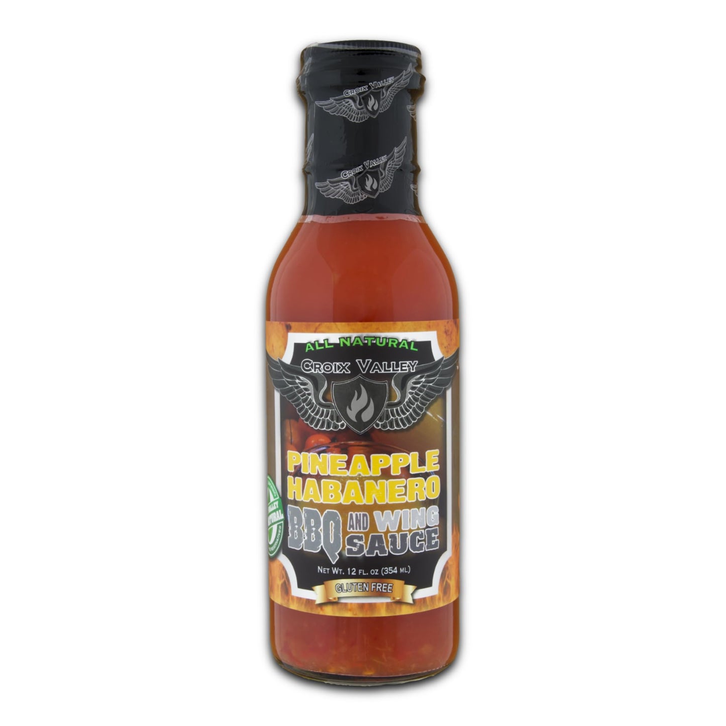 Croix Valley Pineapple Habanero BBQ & Wing Sauce - 3 Pack (12 oz Glass Bottles) - Tropical Pineapple Sweetness with Habanero Heat - Zero Sodium