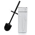 Indecor Home Black Line Design Resin Toilet Bowl Holder and Brush Set, Stylish Bathroom Cleaning Tool with Durable Bristles, Compact and Functional