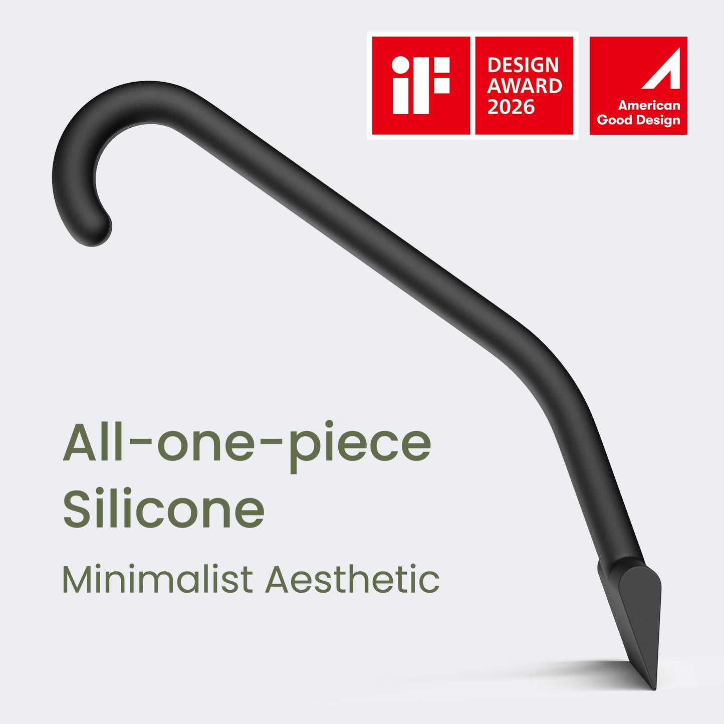 dancemoon JustHang Shower Squeegee for Glass Doors, All-One-Piece Award-Winning Silicone Squeegee with Built-in Hook for Bathroom, Window, Mirror