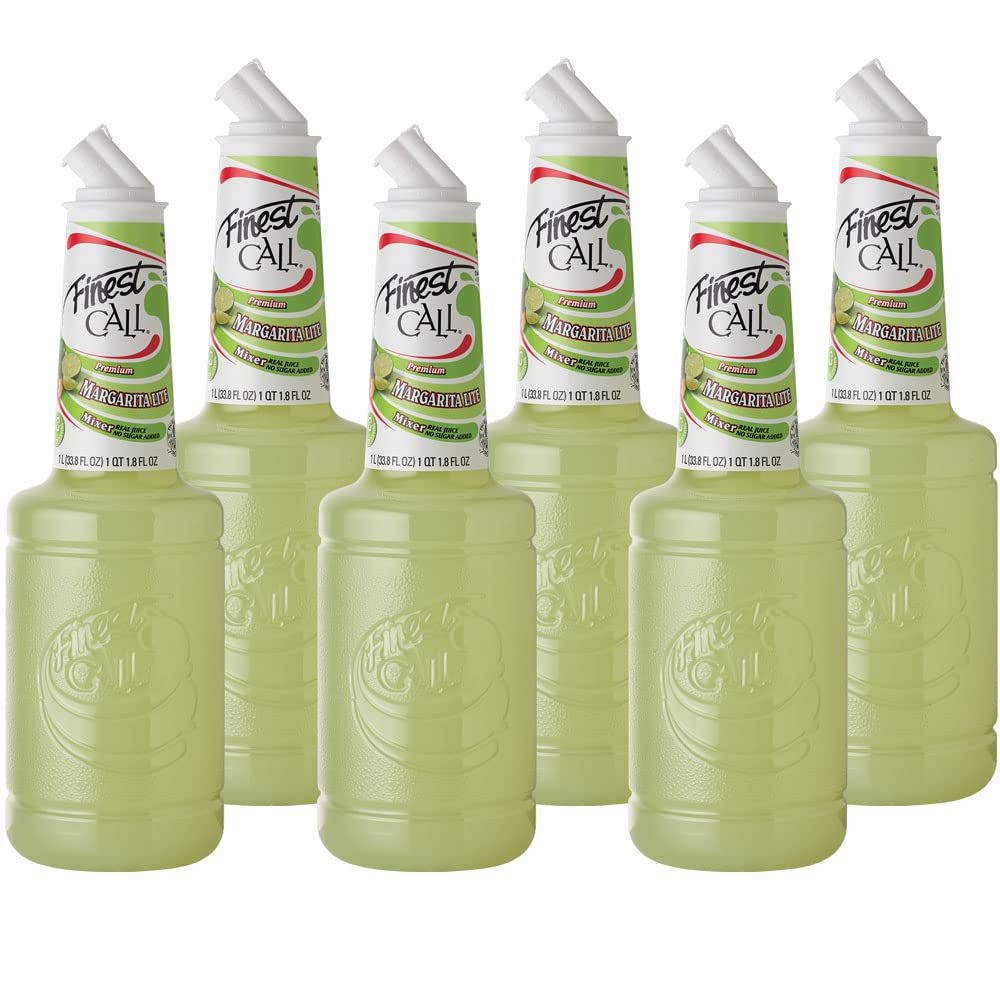 Finest Call Premium Margarita LITE Drink Mix, 1 Liter Bottle (33.8 Fl Oz), Pack of 6