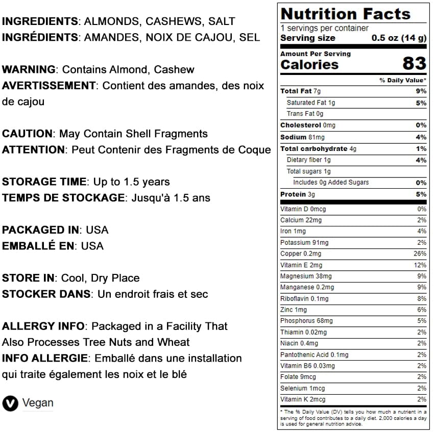 Almonds and Cashews Mix, 1 Pound - Dry Roasted Nuts with Himalayan Salt, Protein Rich Trail Mix, Healthy Vegan Snack, No Oils and Preservatives, Good