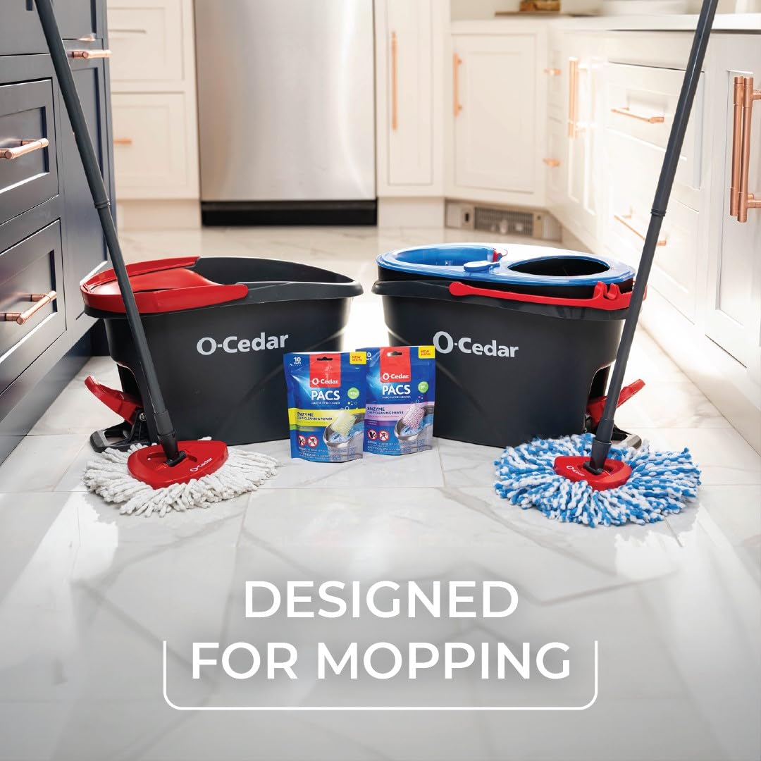 O-Cedar System Easy Wring Spin Mop & Bucket with 3 Extra Refills with Citrus and Lavender Pacs (Variety Pack)