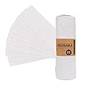 Zero Waste Reusable Paper Towels, Organic Cotton Flannel Wipes for Kitchen, Bathroom, Hand Drying, Pet Messes, and Counter Cleaning, White, 24-Pack
