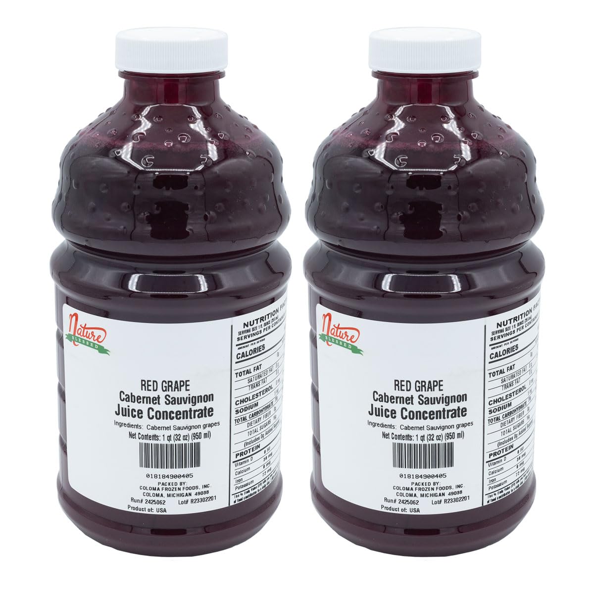 Nature Blessed 100% Pure Cabernet Sauvignon Red Grape Fruit Juice Concentrate - 2 Quarts (2/32 fl oz bottles), Excellent for Home Brewers, Vintners