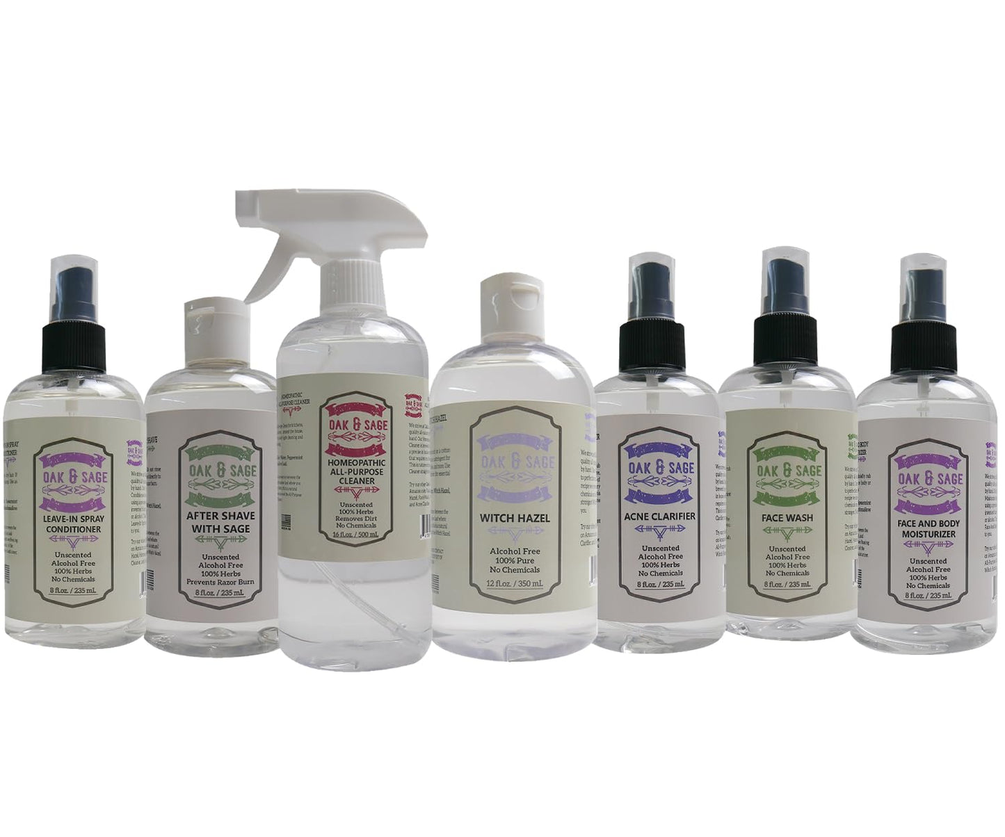 Oak & Sage Homeopathic All-Purpose Cleaner - Unscented - 16oz, 100% Herbs, No Alcohol, No Chemicals