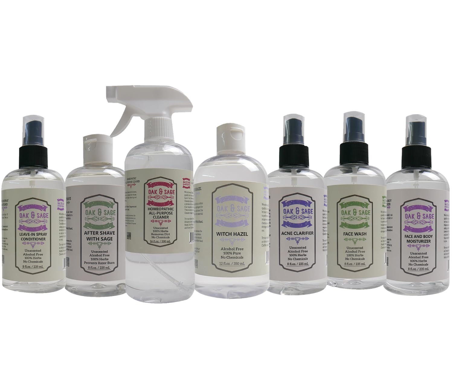 Oak & Sage Homeopathic All-Purpose Cleaner - Unscented - 16oz, 100% Herbs, No Alcohol, No Chemicals