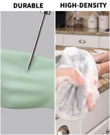 Geyynow 3PCS Dishwashing Cleaning Gloves + 3PCS Wire Dish Rags Set - Long Cuff Reusable Rubber Gloves & Non-Scratch for Kitchen, Cleaning, Gardening