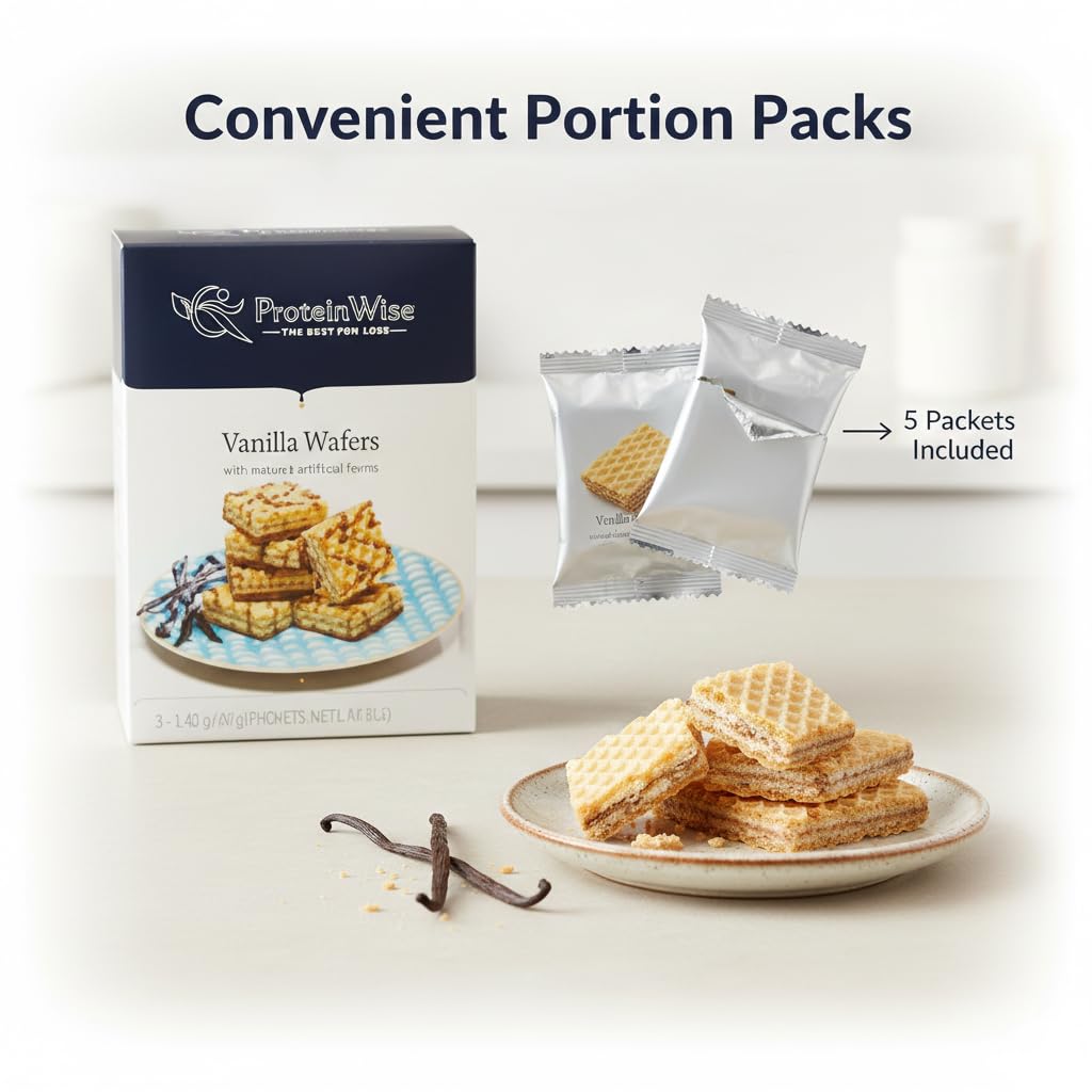 Proteinwise - Vanilla Wafers, High Protein, Low Carb Snack, Healthy Low-Calorie Diet Snack, Whey Protein, Trans-Fat Free, Cholesterol Free, Bariatric