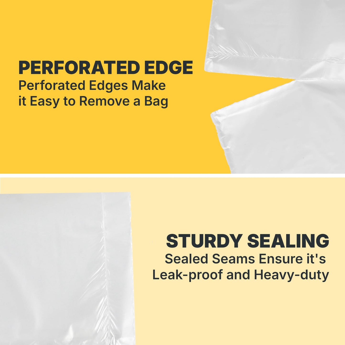 Bagtron 33 Gallon Trash Bags, 16 Micron High Density Pure HDPE Garbage Can Liners Bulk, 33" x 40", Natural Clear, 250 Count