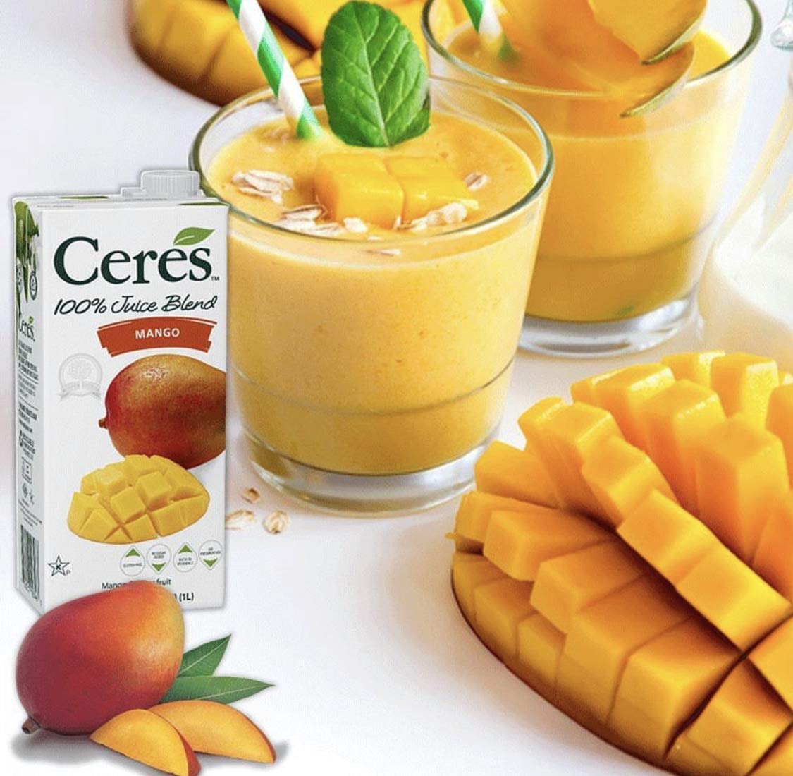 Ceres 100% All Natural Pure Fruit Juice Blend, Mango - Gluten Free, Rich in Vitamin C, No Added Sugar or Preservatives, Cholesterol Free - 33.8 FL OZ