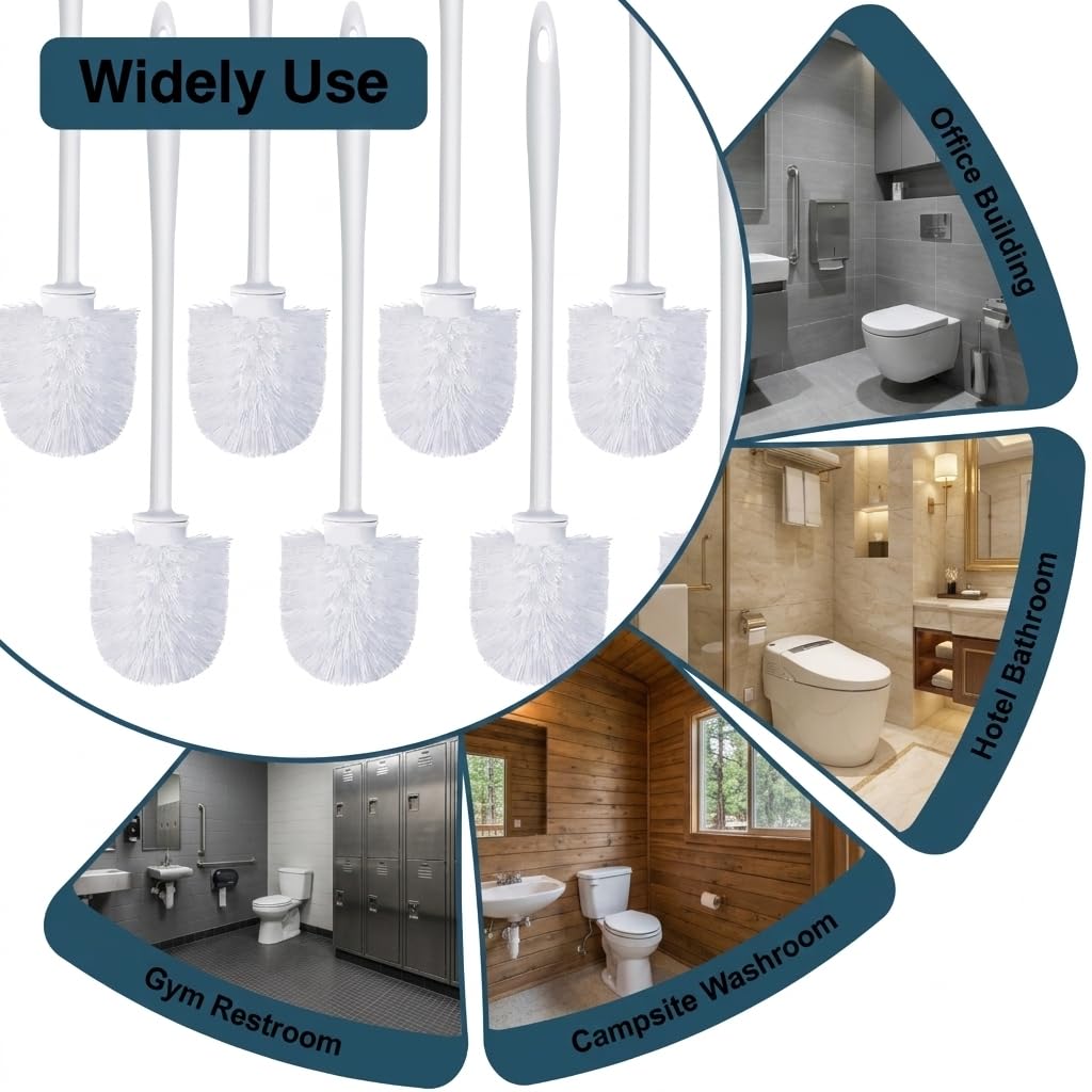 Enjamyo 25 Pcs Toilet Brushes, 14.2 Inch Heavy Duty Toilets Scrubber Brush, Long Plastic Handled Cleaning Scrubber, Toilet Bowl Brush for Home