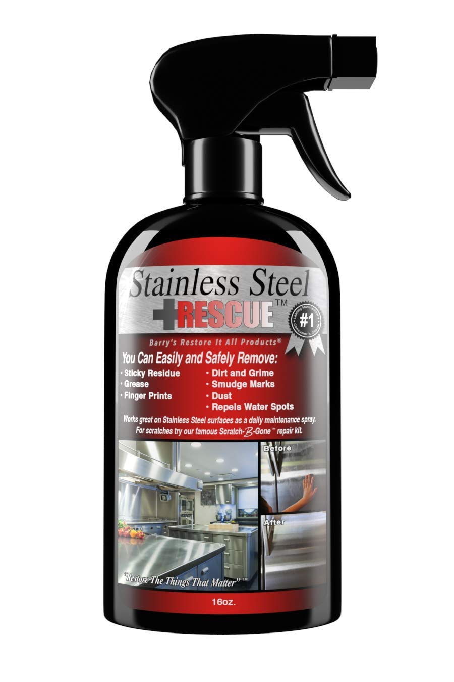 Barry's Restore It All Products - Stainless Steel Rescue (Single 16oz.) | Maintain the Beauty of your Stainless Steel! Remove: Sticky Residue