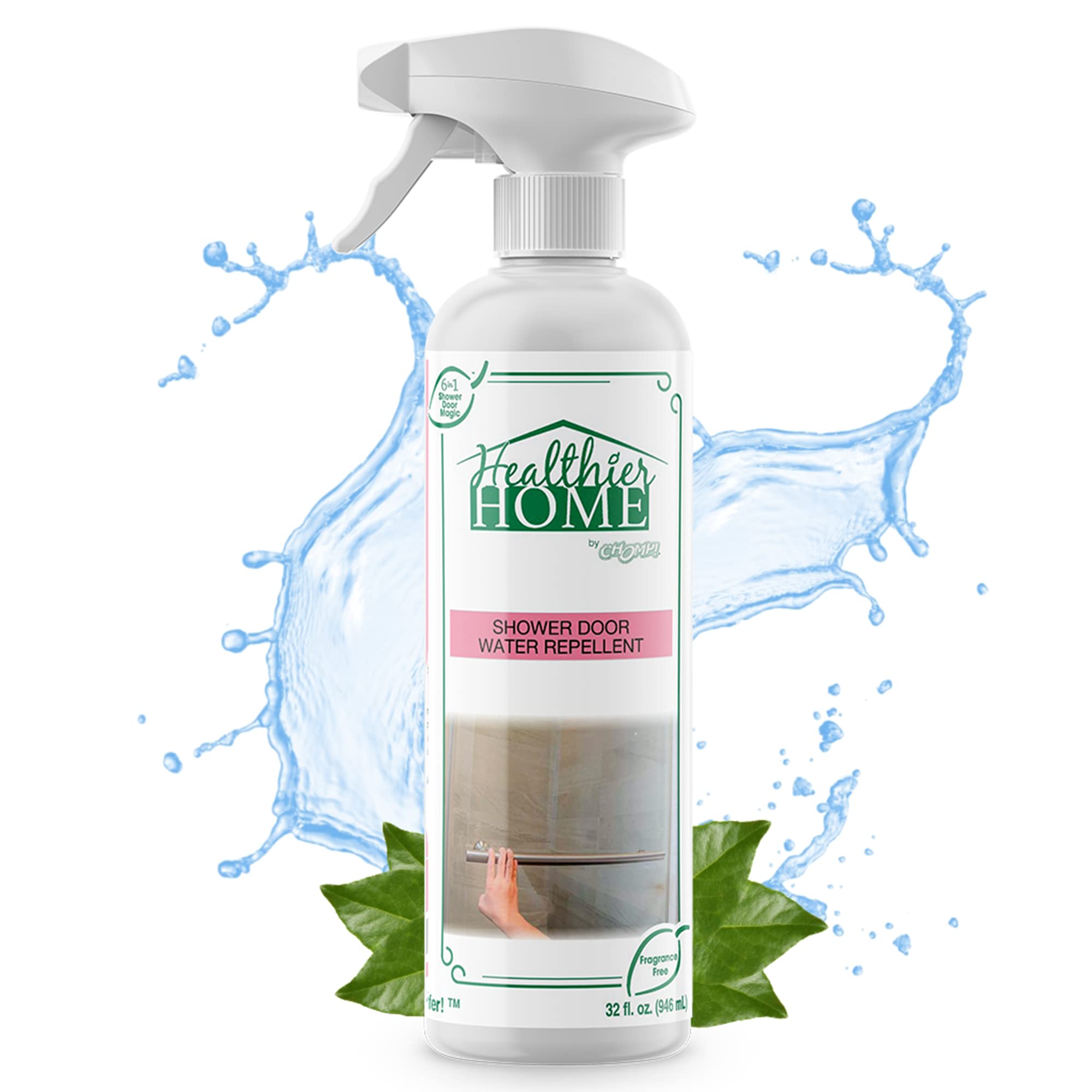 CHOMP! Shower Door Water Repellent: Healthier Home ShowerDoorMagic 6 in 1 Hard Water Stain Preventer for Glass, Fiberglass, Tile & More- Spot, Soap