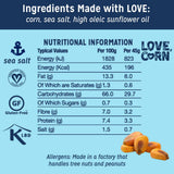 LOVE CORN Sea Salt - Crunchy Roasted Corn Snack, 3 Ingredients, Gluten Free, Non-GMO, Vegan, Low Sugar - Alternative to Chips, Nuts & Crackers