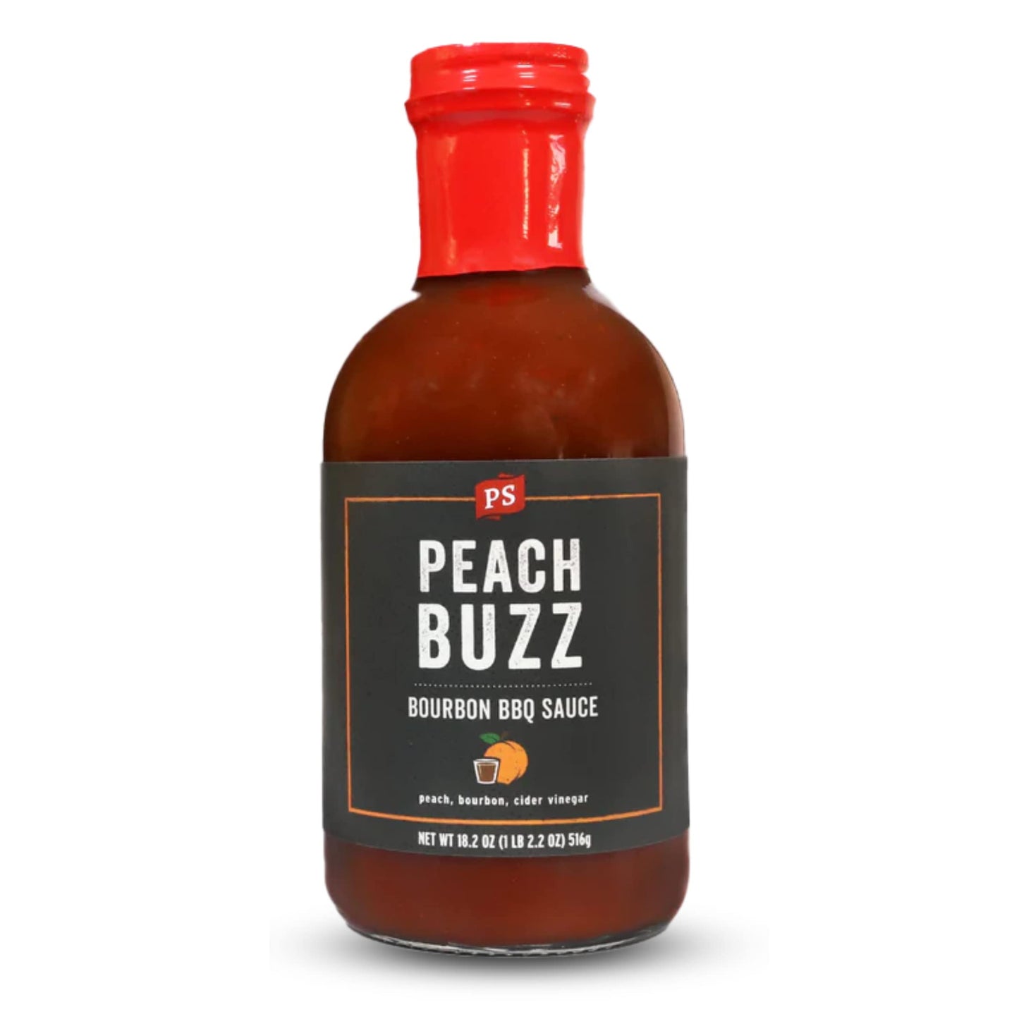PS Seasoning Peach Buzz Bourbon BBQ Sauce - All-Purpose Sauce for Glazing, Marinating, Basting, and Dipping - Great for Ribs, Pork Chops, Chicken