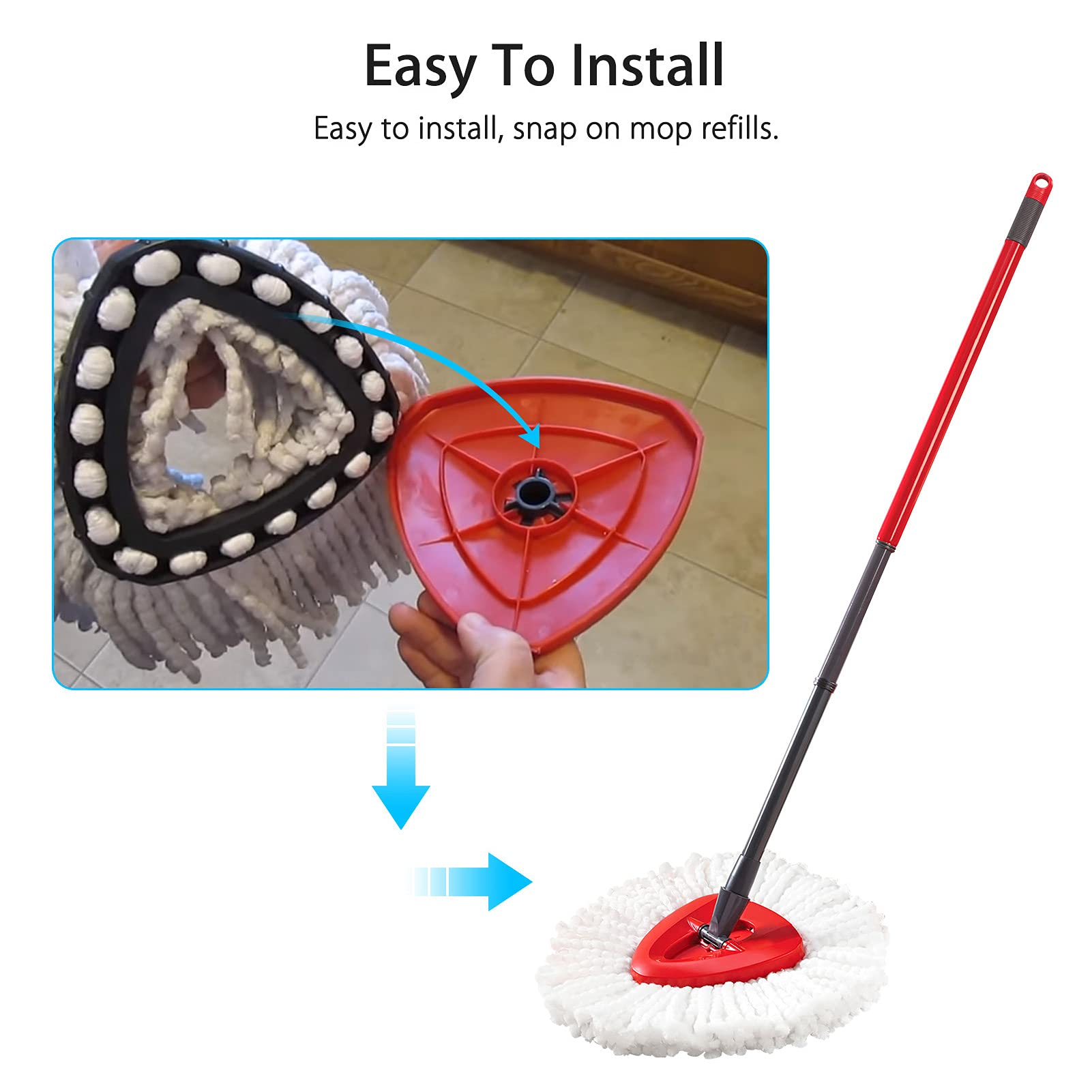 4 Pack Spin Mop Replacement Heads, Microfiber Spin Mop Refills, Easy Cleaning Mop Replace Heads for Floor Cleaning