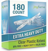 JoyServe Clear Plastic Knives Heavy Duty, Heat Resistant Party Utensils BPA-Free Heavy Duty Plastic Knives Disposable Silverware Cutlery, Catering