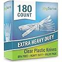 JoyServe Clear Plastic Knives Heavy Duty, Heat Resistant Party Utensils BPA-Free Heavy Duty Plastic Knives Disposable Silverware Cutlery, Catering