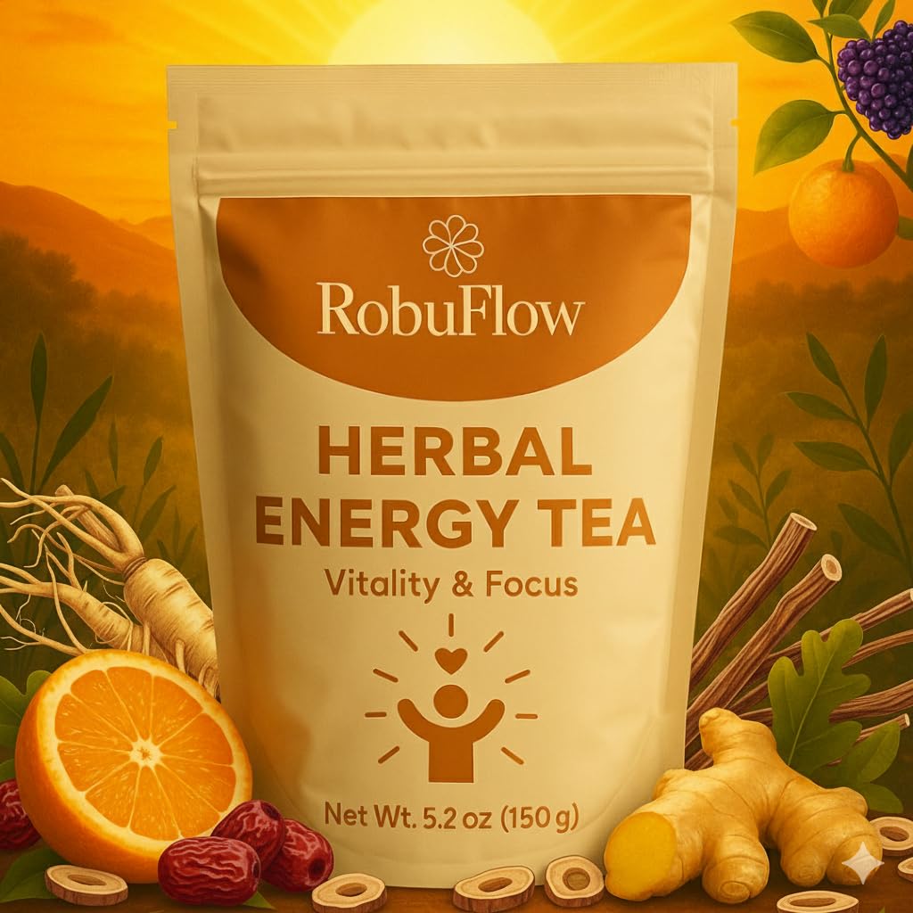 Robuflow, Herbal Energy Tea, Vitality & Focus, 30 tea bags, by Robutop