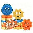8 Pack Scrub Sponges, BIH Smile Dual-Sided Dish Sponge, 2 Shapes Temperature Sensitive Non Scratch Kitchen Sponges for Kitchen, Bathroom, Windows