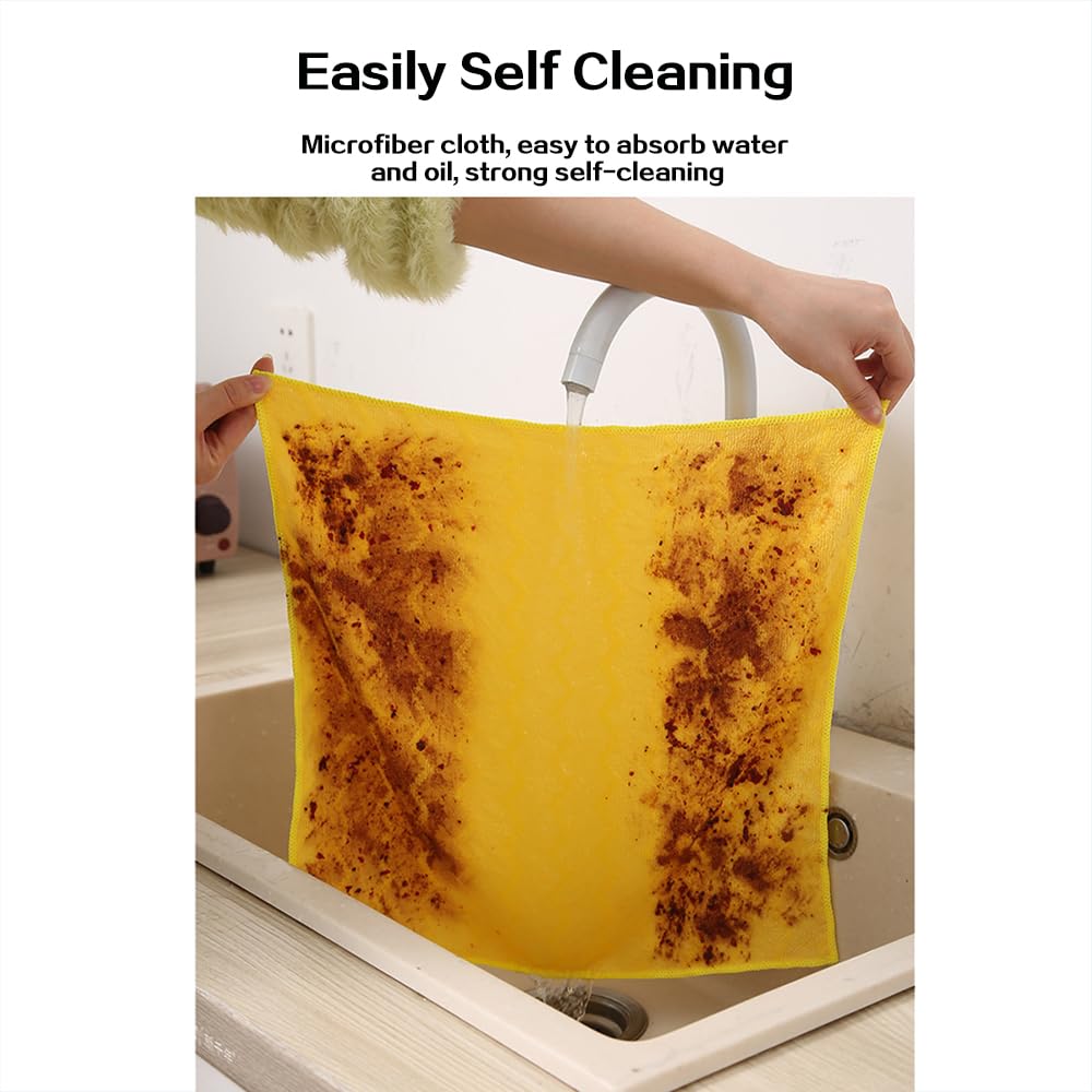 ROZHOME Microfibre Towelling Tea Towels Pack of 12, Dish Cloths Absorbent and Lint Free, Multi-Purpose Microfibre Dish Rags for Kitchen 11.8 x 11.8