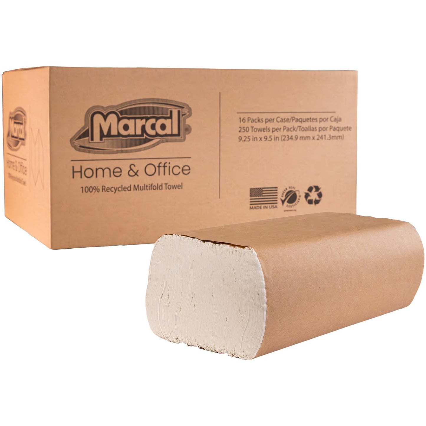 Marcal® Multifold Paper Towels (H3250W), 9.25” x 9.5” sheets, White, (250 Sheets/Pack, 16 Packs/Case, 4,000 Sheets/Case), Perfect for Home & Office