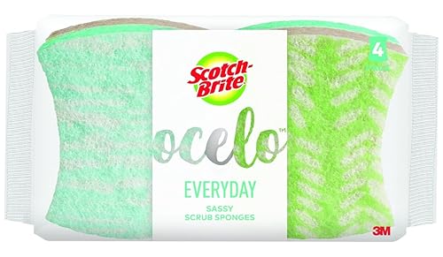 Scotch-Brite ocelo Non-Scratch Scrub Sponges, Assorted Designs, Scratch-Free for Nonstick Cookware & Dishes, Kitchen & Bathroom Use, Reusable