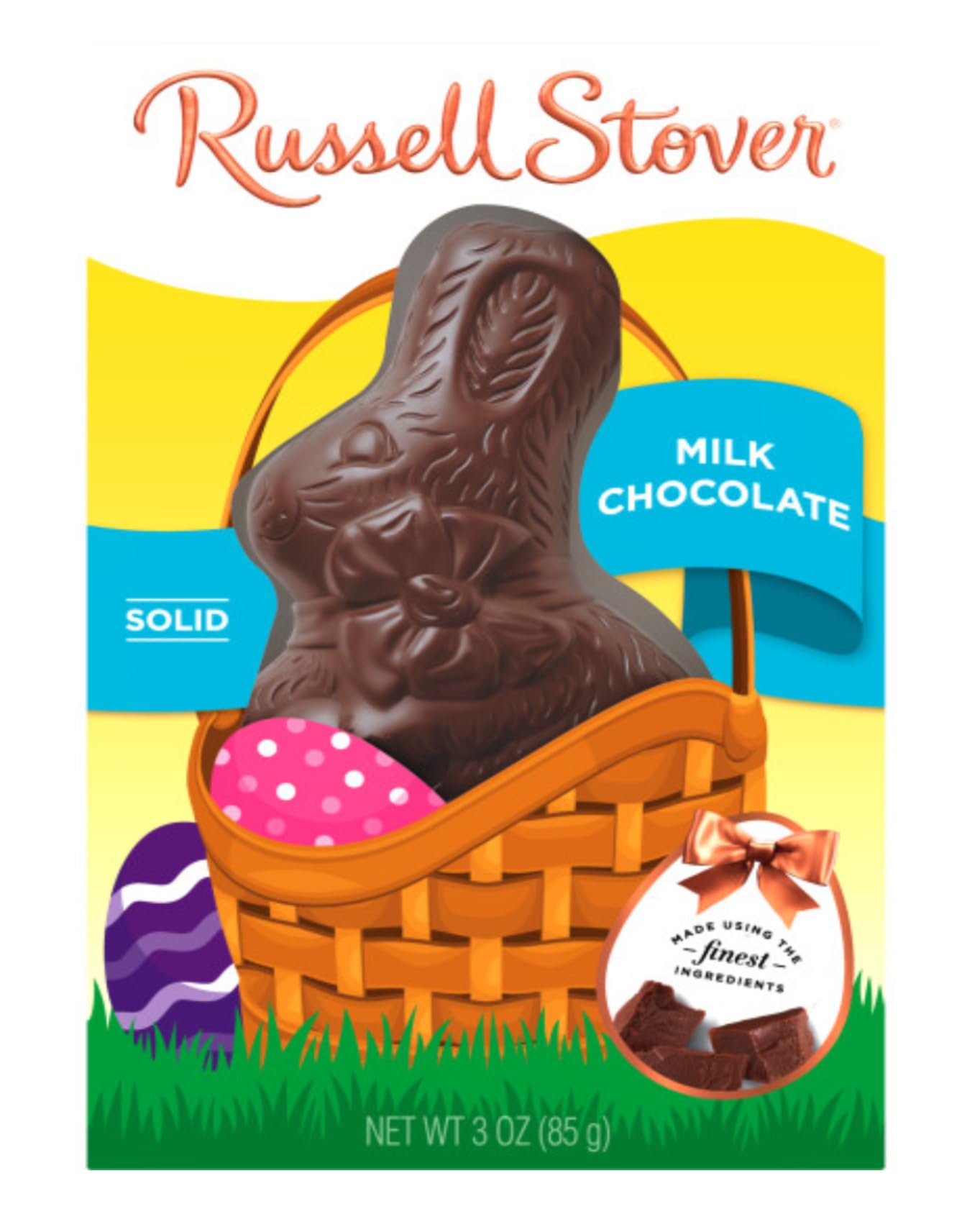 Russell Stover Milk Chocolate Bunnies - Pack of 2 - Solid Milk Chocolate - Perfect for Easter Baskets or Sharing with Friends and Family - Tasty
