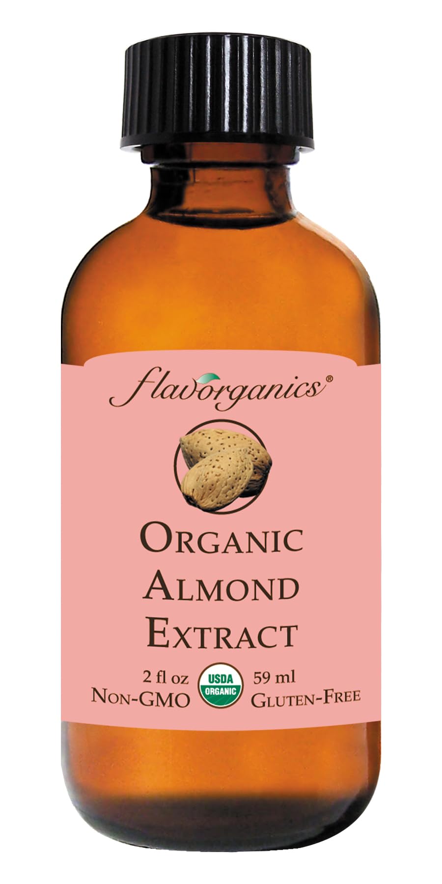 Flavorganics Organic Almond Extract, 2 Ounces Glass Bottle