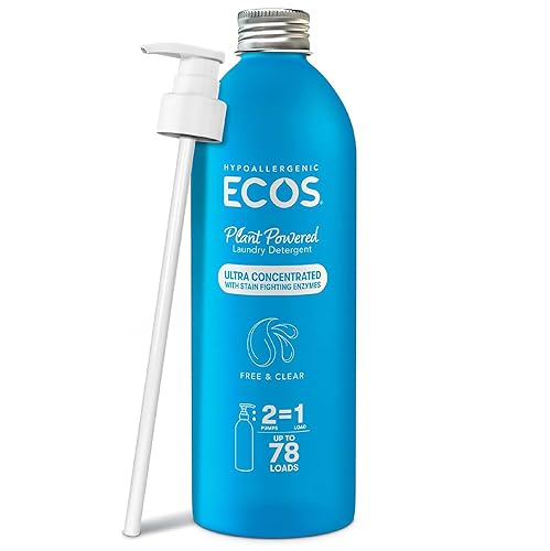 ECOS Ultra Concentrated Liquid Laundry Detergent, Sustainable Aluminum Bottle, Up to 78 Washer Loads - Hypoallergenic Laundry Soap - High Efficiency