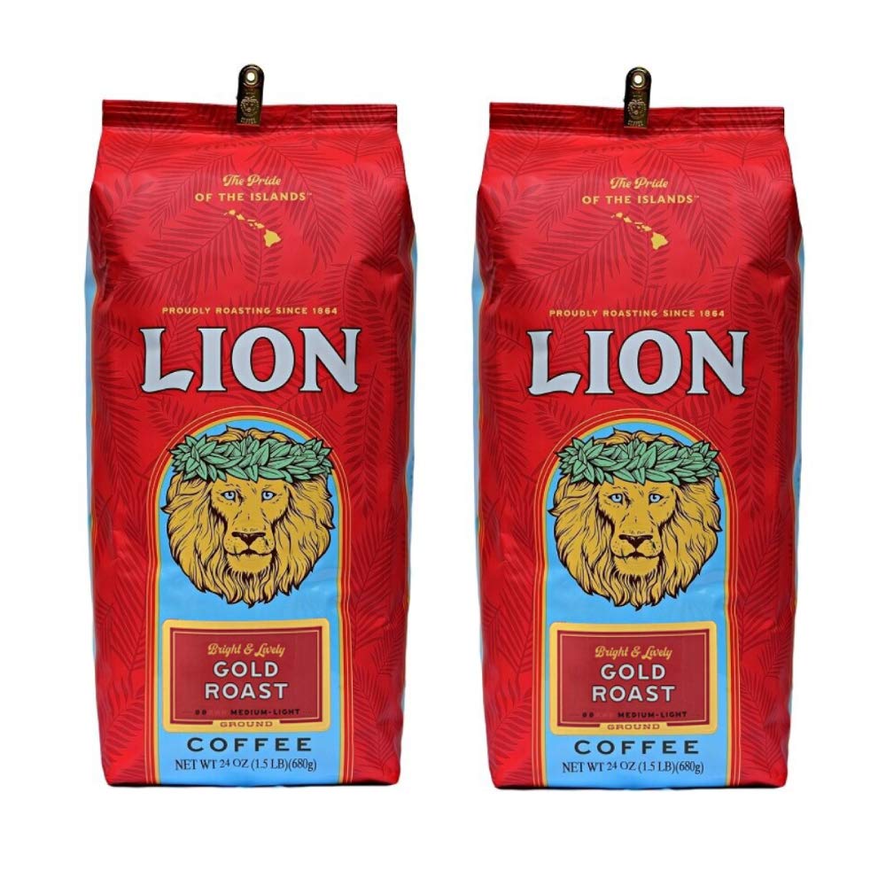 Lion Coffee, Gold Roast, Ground, 24 Ounce Bag (Pack of Two)