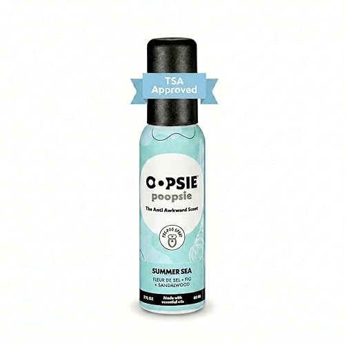 Oopsie Poopsie Toilet Spray, Travel Essentials, Each Up to 300 Uses, On-The-Go Bathroom Odor Deodorizer with Essential Oils, TSA Approved Size, Summer