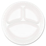 Concorde Foam Plate, 3-Comp, 9" dia, White, 125/Pack, 4 Packs/Carton
