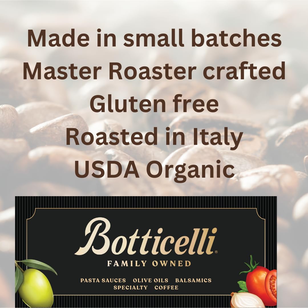 Botticelli Espresso Blend Ground CoffeeUSDA Organic, Medium Caffeine, Dark Roast 8.8oz