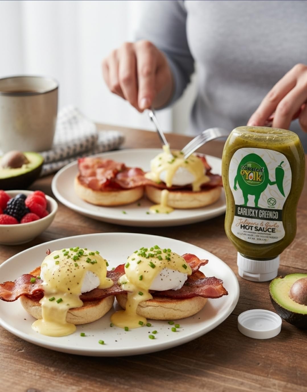Hot Line Pepper Products The Toasted Yolk Cafe Garlicky Greengo Hot Sauce 3-Pack | As Served at The Toasted Yolk Cafe | Fire Roasted Jalapeño & Garlic