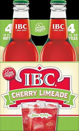 IBC Cherry Limeade with Sugar, 12 Ounce Glass Bottle -- 6 per case.