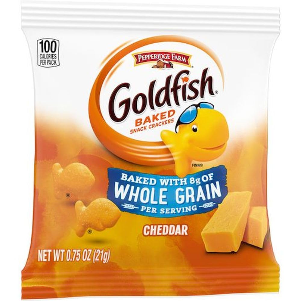 Pepperidge Farm Goldfish Whole Grain Cheddar Snack Crackers, Individual 0.75 oz Bags, Bulk Pack of 300 - School & On-the-Go Snacks
