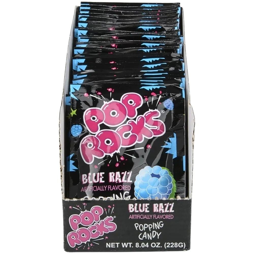 Pop Rocks Blue Razzberries (Pack of 24) - Tangy Popping Candy with Fruity Flavor - Perfect for Parties, Candy Bowls, Gifts, and Fun Snacking