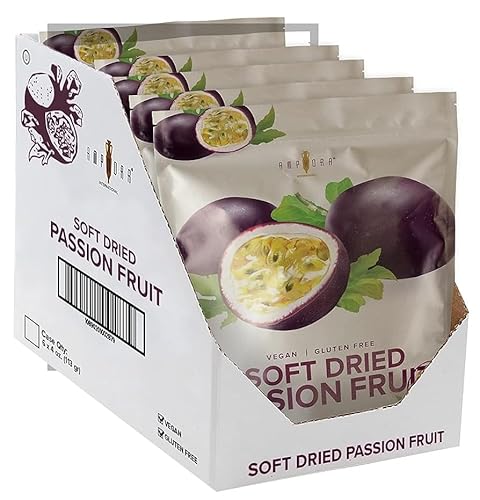 Amphora Soft Dried Passion Fruit Healthy Snack Fruits Vegan Kosher Gluten Free 3.5 Oz Each (Pack of 6)