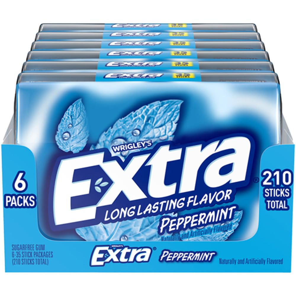 EXTRA Gum Peppermint Sugar Free Chewing Gum Mega Pack, 35 Stick (Pack of 6)