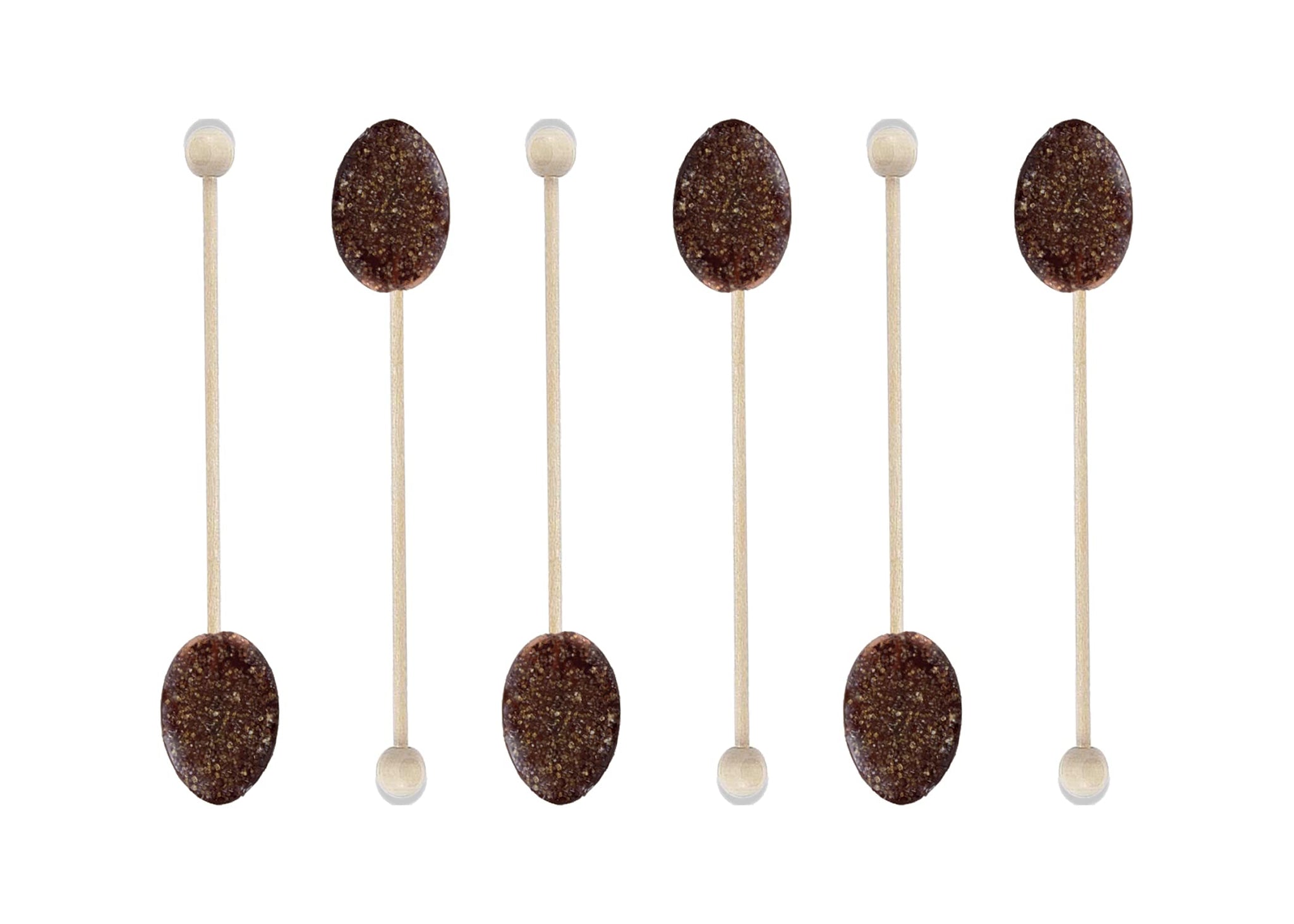 Melville Candy, Hazelnut Coffee Spoons Lollipop on Wooden Ball Sticks, Count of 6
