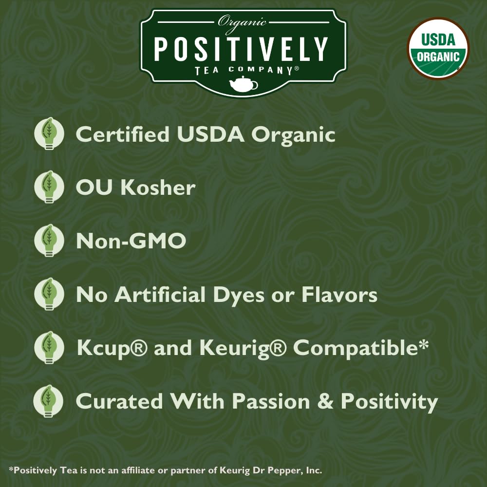 Organic Positively Tea Company, Organic Green Tea, K-Cup Compatible, 24 Pods