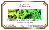 Tahitian Vanilla Hazelnut Colombian Decaf Coffee (Single Serve K-Cup Pods) (Gourmet, Naturally Flavored, Whole Coffee Beans) (12 pods, ZIN: 575724)