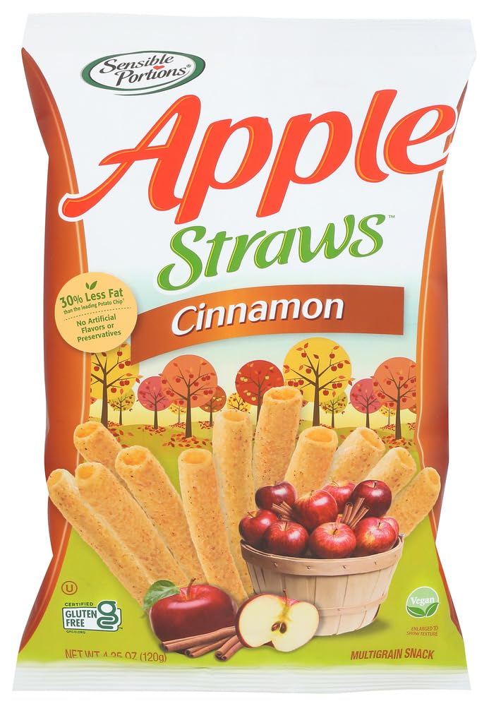 NEW Sensible Portions Apple Cinnamon Straws Gluten Free Multigrain Snack Net Wt 5oz (6)