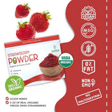Organic Freeze Dried Strawberry Powder 8 oz | USDA Certified | Vegan Vitamin Food | Natural Organic Fruit Powder