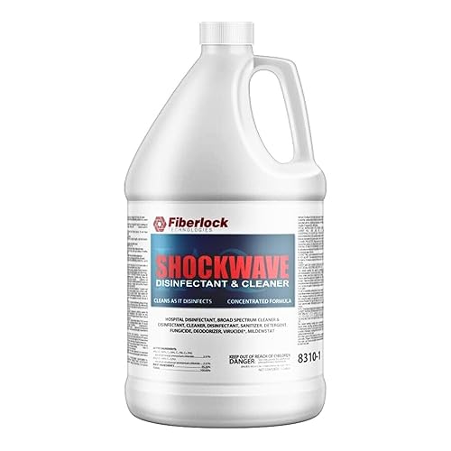 Fiberlock Shockwave Disinfectant Cleaner Concentrate, 1 Gallon, Ideal for Water Restoration & Flood Mitigation, Hospital-Grade Disinfectant