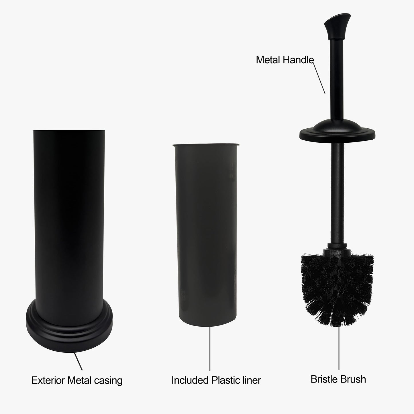 Indecor Home Stainless Steel Toilet Bowl Brush with Holder Metal Bathroom Cleaning Set Rustproof Hygienic Durable Modern Design