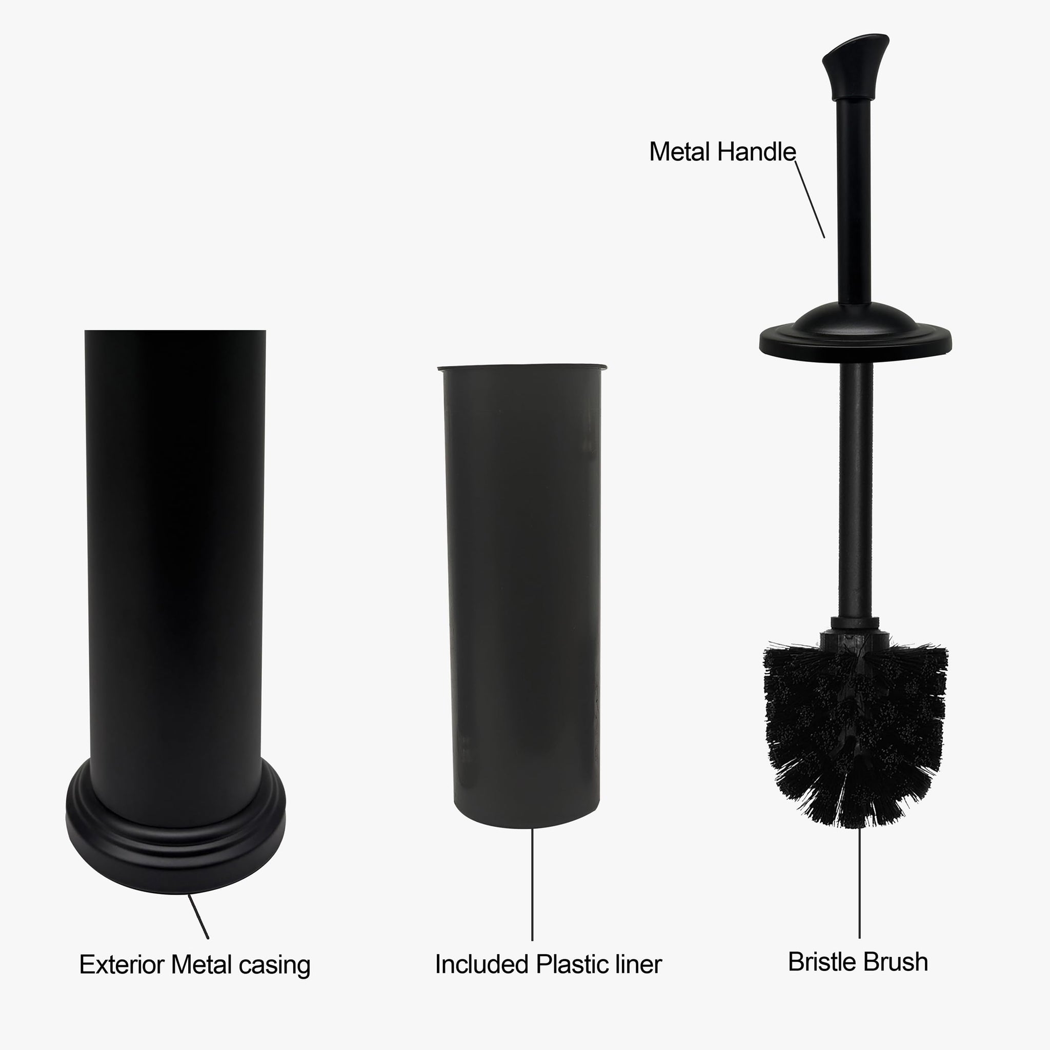Indecor Home Stainless Steel Toilet Bowl Brush with Holder Metal Bathroom Cleaning Set Rustproof Hygienic Durable Modern Design